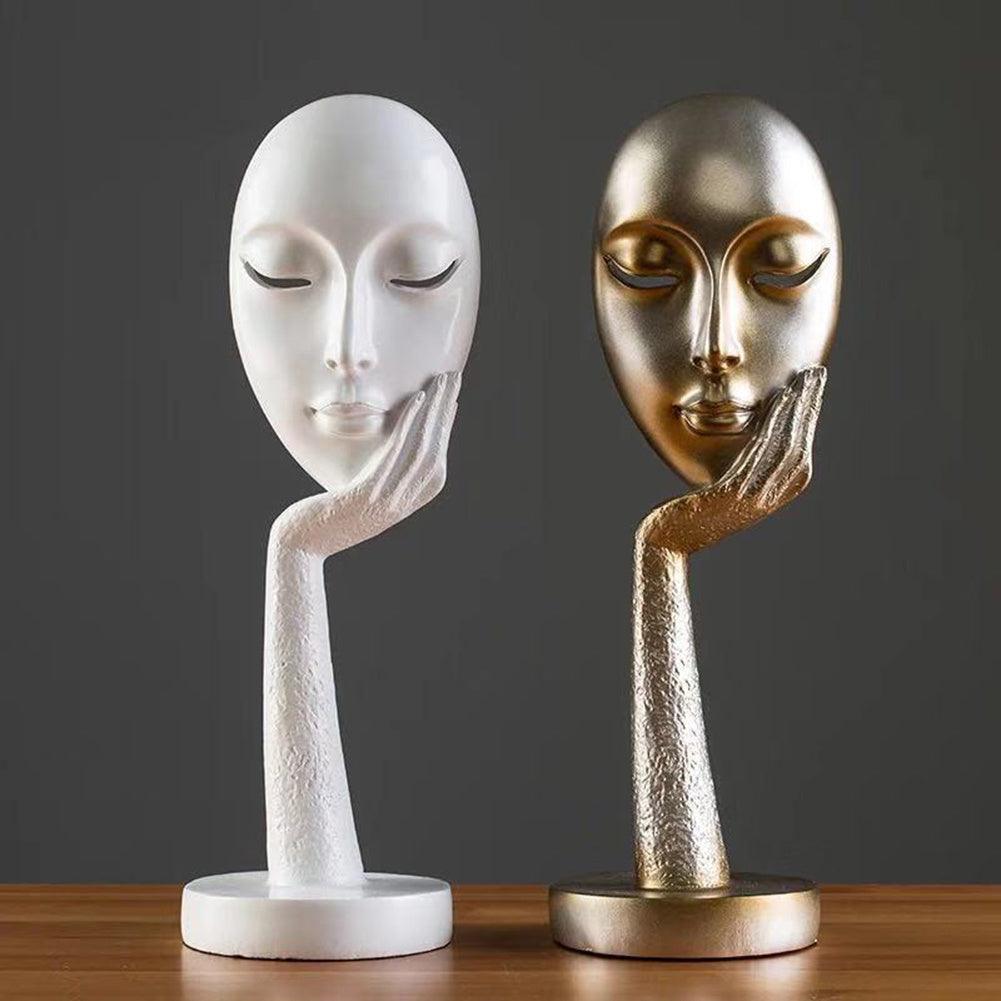 Nordic Abstract Art Thinker Thinking Lady Mask Figurine Resin Statue Office TV Cabinet Home Decoration Crafts - Pacisia