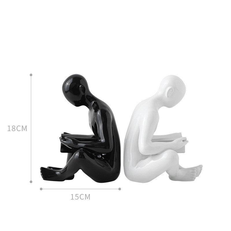 Nordic Creative Ceramics Character Bookend Crafts Ornament Home Decor Modern Living Room Decoration Accessories Adornment Gift - Pacisia