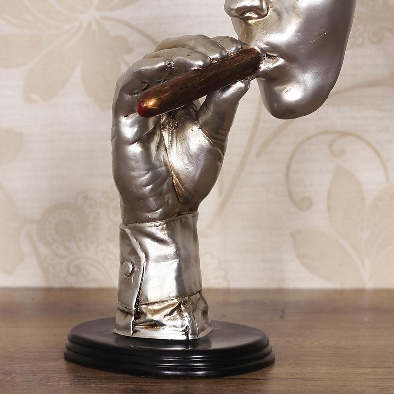 Retro Meditators Abstract Sculpture Man Smoking Cigar Creative Face Statue Character Resin Figurine Artwork Home Decorations - Pacisia