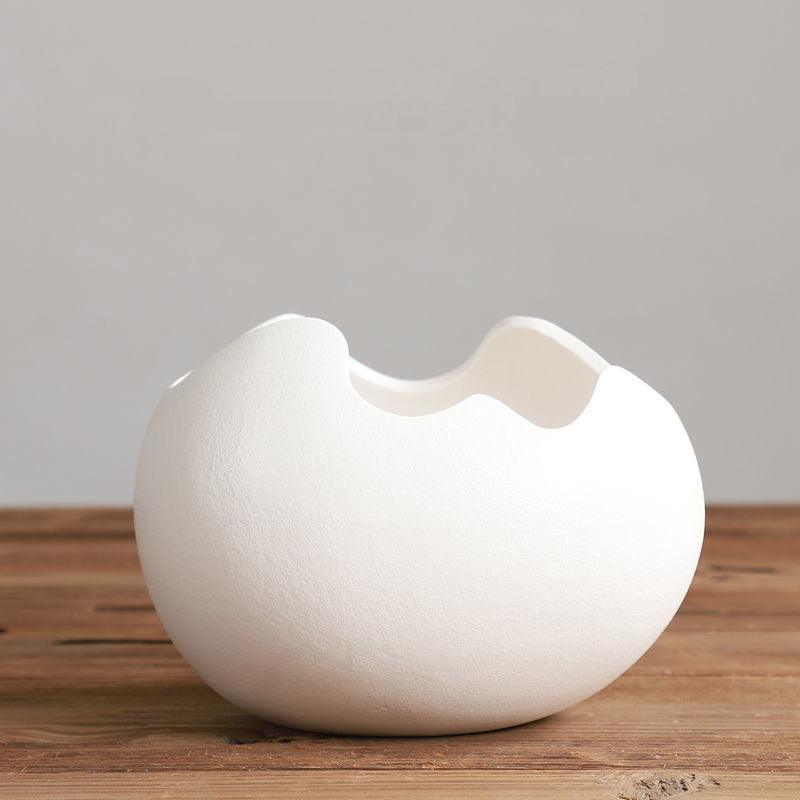 Eggshell Living Room Ceramic Hydroponic Vase Pot Desktop Flower Small And Simple Indoor Green Dill - Pacisia