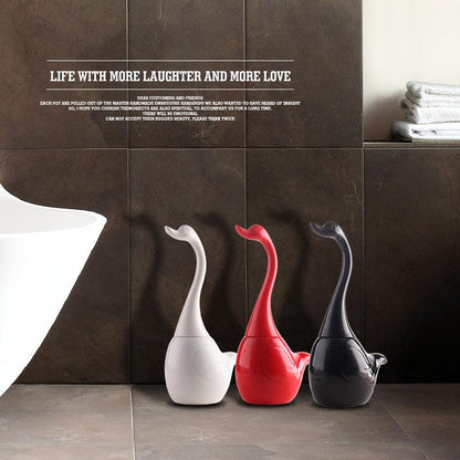 Toilet brush set ceramic base plastic handle Creative Swan sculpt bathroom toiletries toilet brush - Pacisia