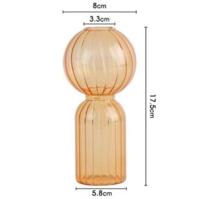 Ins Creative Glass Vase Striped Transparent Glass Vase Table Decorative Ornaments Hydroponic Flower Simple Vase - Pacisia