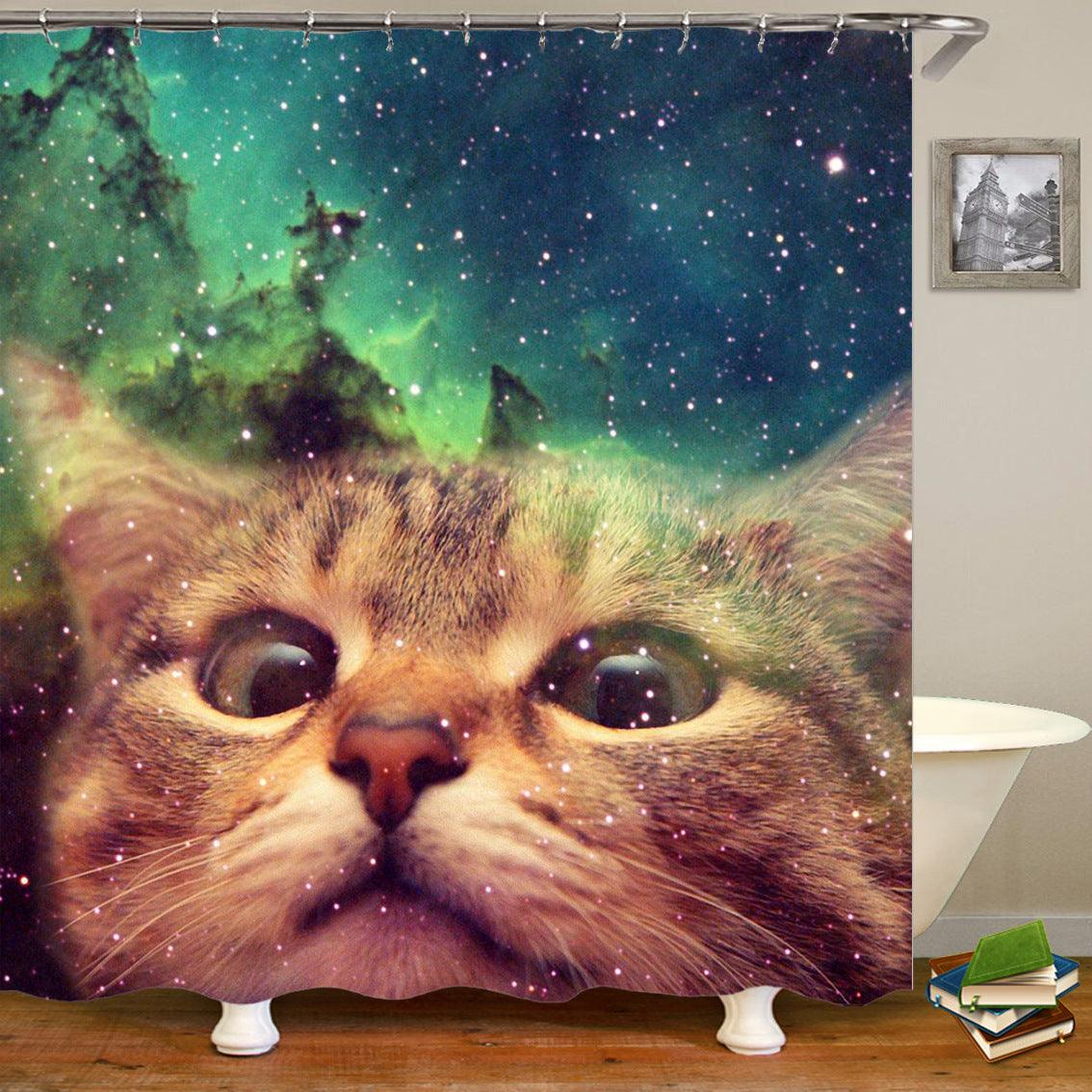 Cat shower curtains bathroom shower curtain Cute 3D fabric shower curtain with hooks funny waterproof shower curtain or Mat - Pacisia