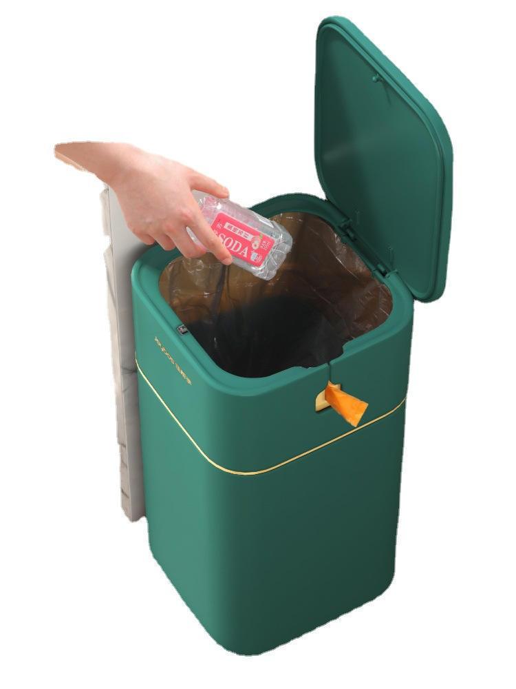 Garbage Bin Household Light Luxury With Lid Living Room Toilet Kitchen Automatic Packing Paper Basket - Pacisia