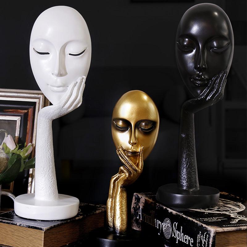 Nordic Abstract Art Thinker Thinking Lady Mask Figurine Resin Statue Office TV Cabinet Home Decoration Crafts - Pacisia