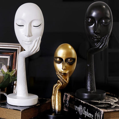 Nordic Abstract Art Thinker Thinking Lady Mask Figurine Resin Statue Office TV Cabinet Home Decoration Crafts - Pacisia