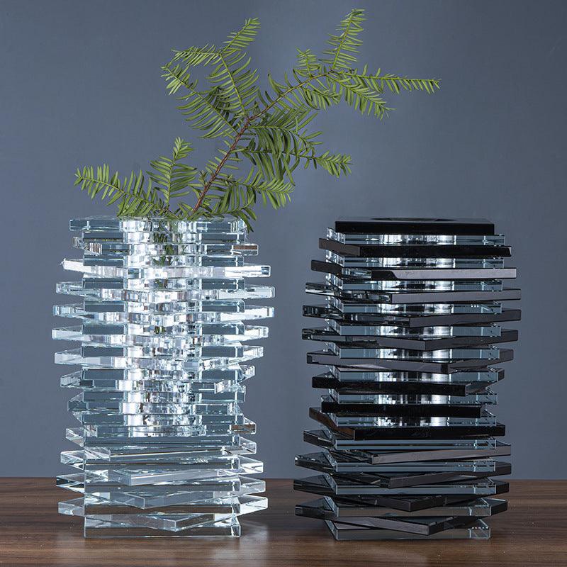 Nordic Style Simple Dislocation Type Building Block Crystal Electroplating Vase - Pacisia
