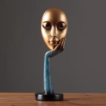 Nordic Abstract Art Thinker Thinking Lady Mask Figurine Resin Statue Office TV Cabinet Home Decoration Crafts - Pacisia