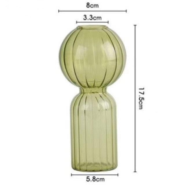 Ins Creative Glass Vase Striped Transparent Glass Vase Table Decorative Ornaments Hydroponic Flower Simple Vase - Pacisia