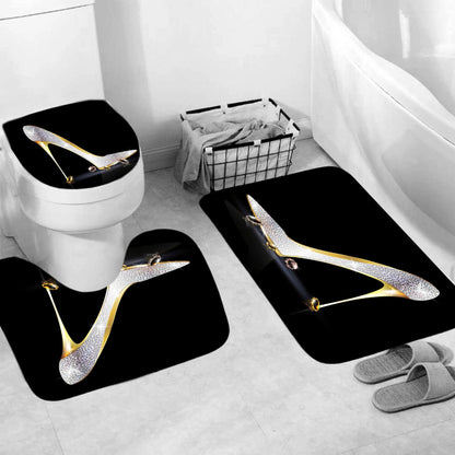 Digital Printing High-heeled Shoes Series Waterproof And Mildew-proof Shower Curtain Set - Pacisia