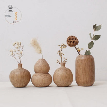 Japanese Style Groceries Solid Wood Dried Flowers And Flowerpot Wooden Craftwork Ins Vase - Pacisia