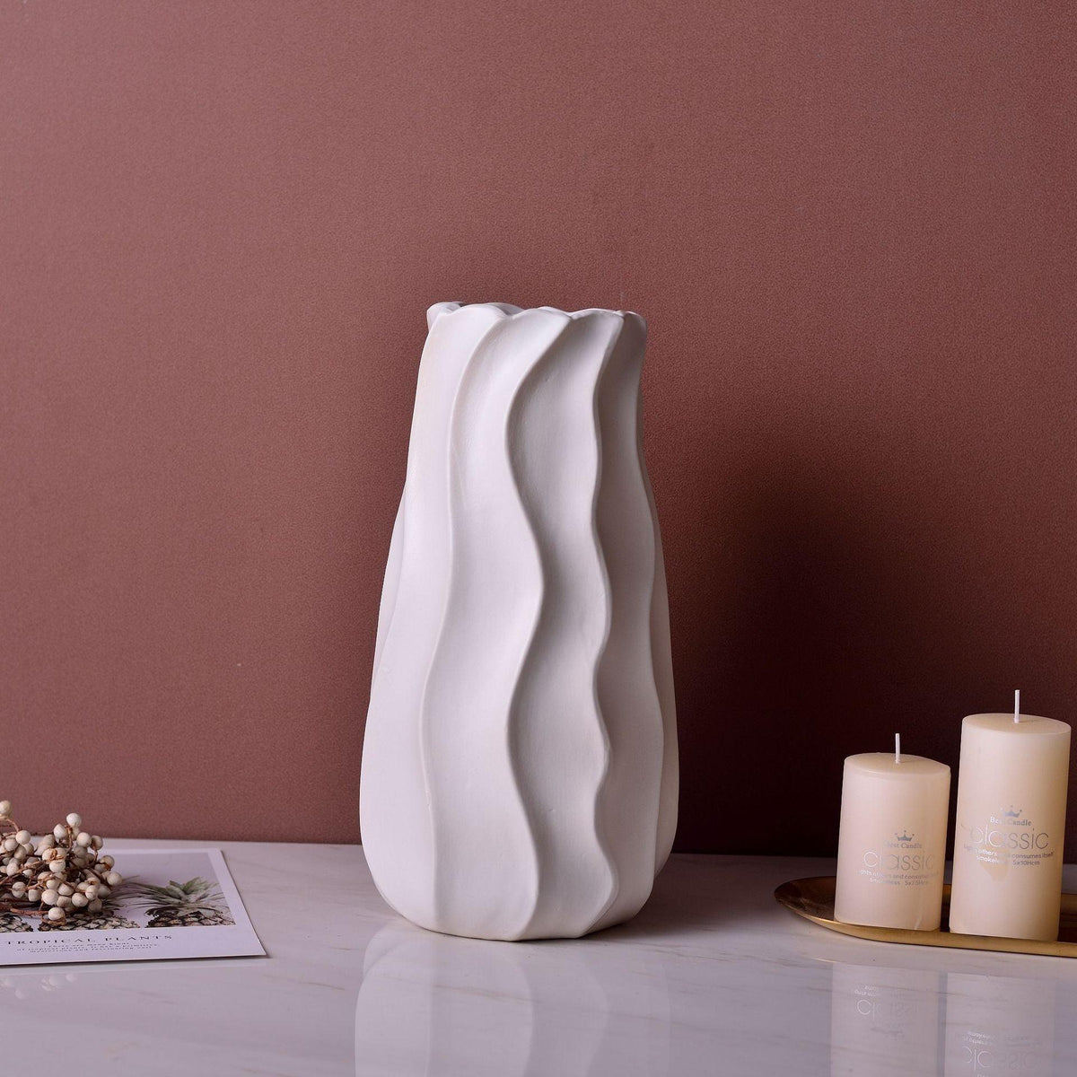 White Green Yellow Red Ceramic Vase Three-piece Set Home Decoration Vase Crafts Ornaments - Pacisia