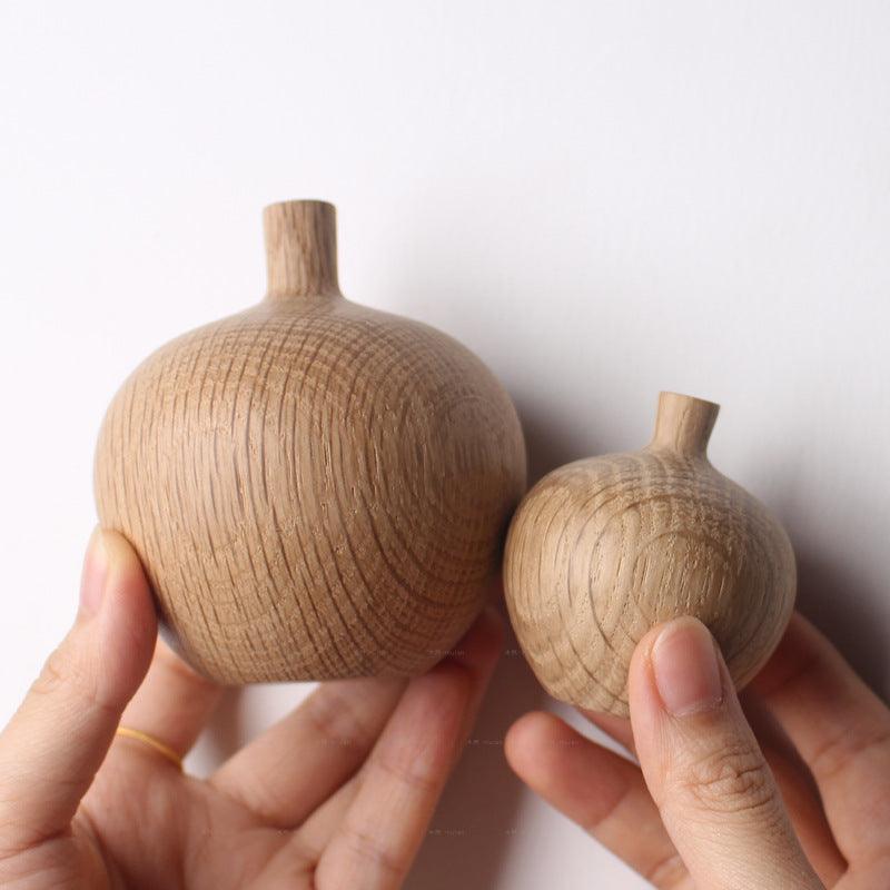 Japanese Style Groceries Solid Wood Dried Flowers And Flowerpot Wooden Craftwork Ins Vase - Pacisia