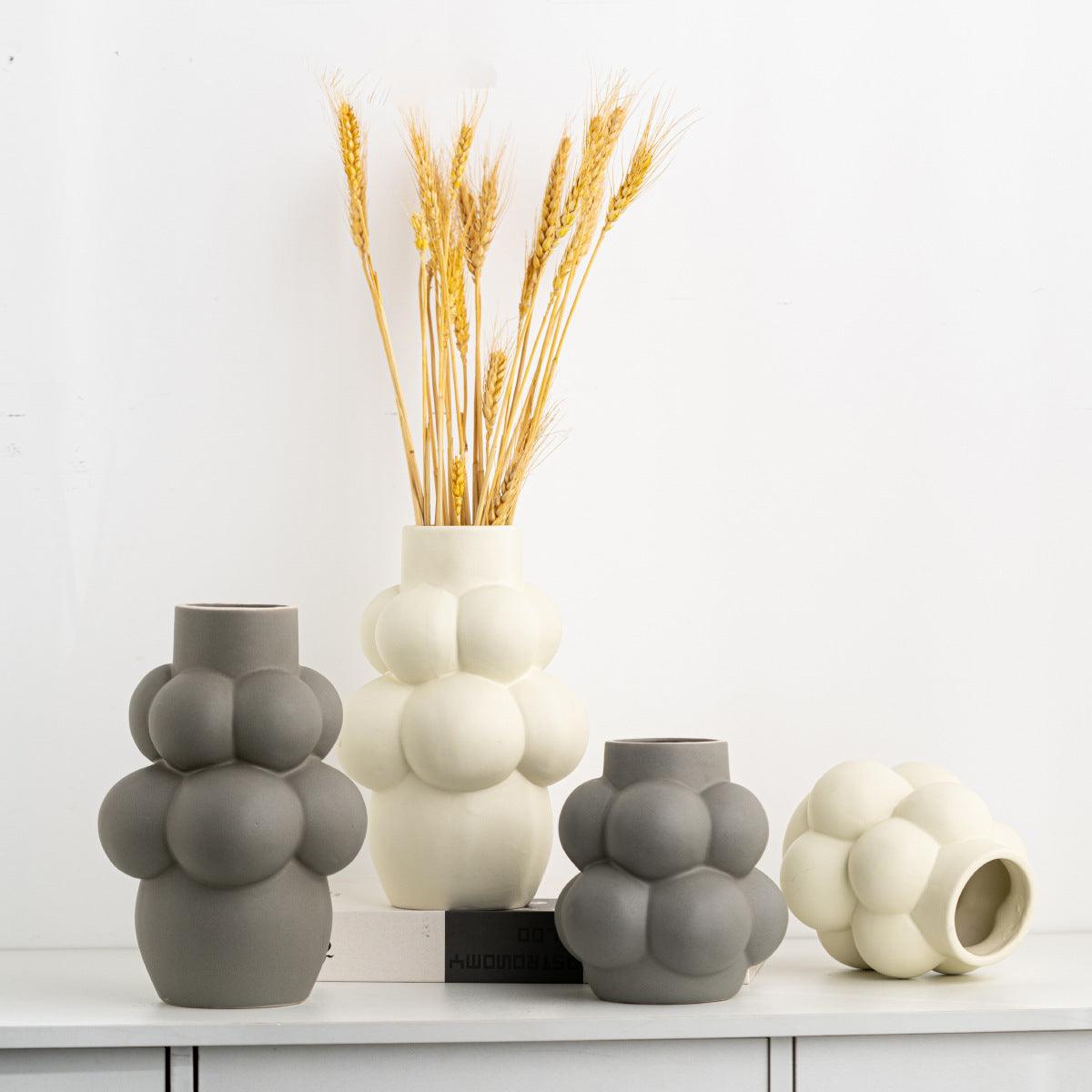 Simple Modern Bubble Ball Ceramic Vase Special-shaped Flower Container High-grade Indoor Soft Decoration - Pacisia