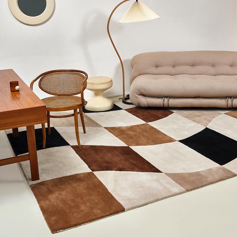 Living Room Coffee Table Checkerboard Carpet Modern Light Luxury Household Cashmere-like Floor Mat - Pacisia