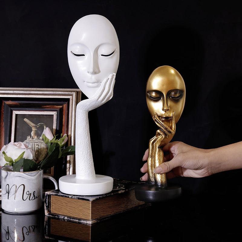 Nordic Abstract Art Thinker Thinking Lady Mask Figurine Resin Statue Office TV Cabinet Home Decoration Crafts - Pacisia