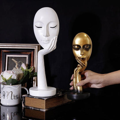 Nordic Abstract Art Thinker Thinking Lady Mask Figurine Resin Statue Office TV Cabinet Home Decoration Crafts - Pacisia
