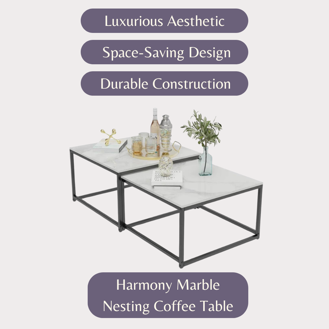 Harmony Marble Nesting Coffee Table Set