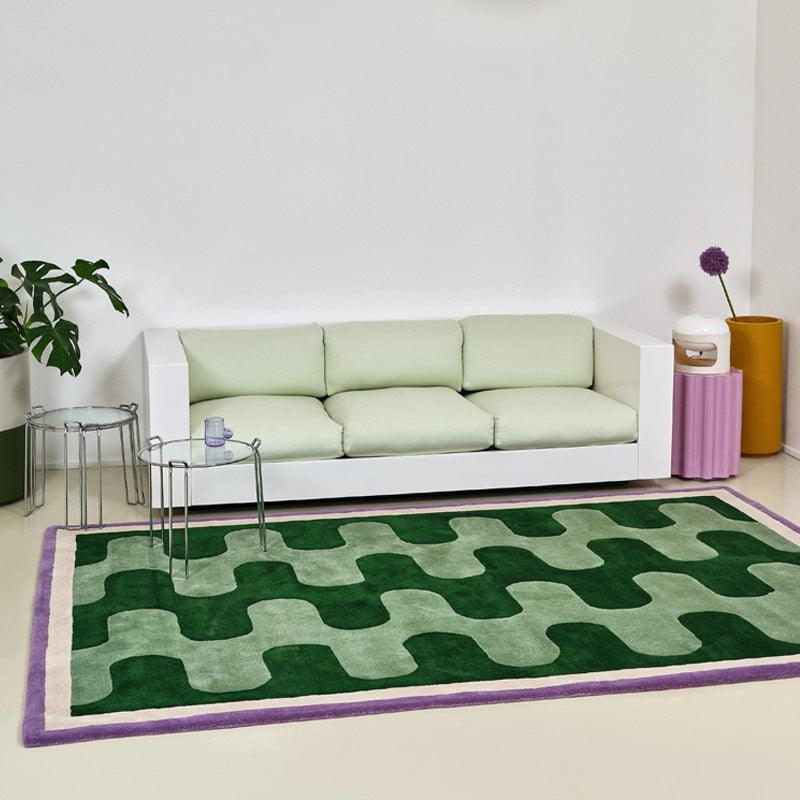 Living Room Coffee Table Checkerboard Carpet Modern Light Luxury Household Cashmere-like Floor Mat - Pacisia