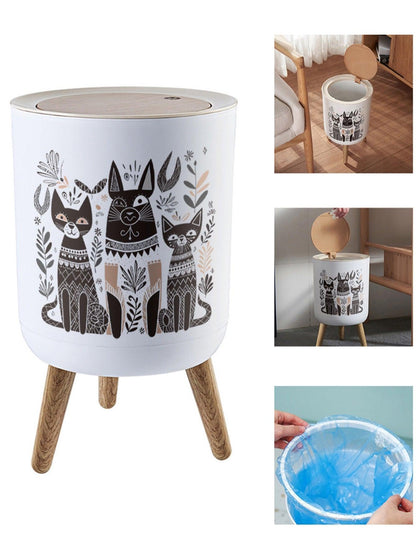 7 L Trash Bin Home Office Rubbish Can Dust Bin Large Lid Lock With Button Large Mouth Design Garbage Basket With Press Lid Dustbin For Room Kitchen - Pacisia