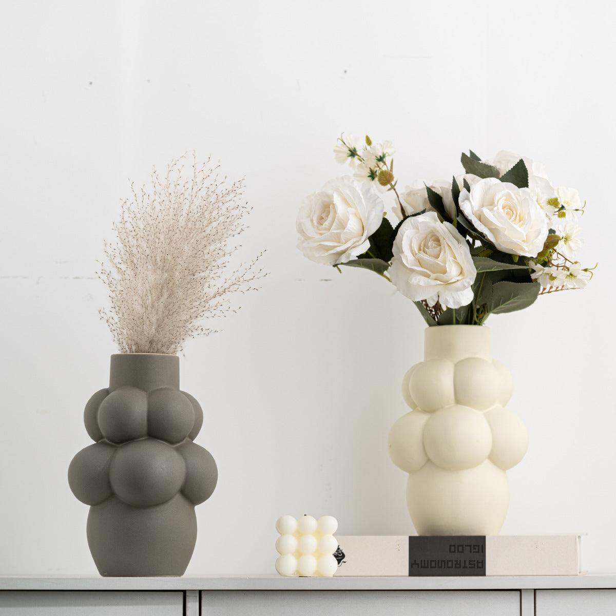Simple Modern Bubble Ball Ceramic Vase Special-shaped Flower Container High-grade Indoor Soft Decoration - Pacisia