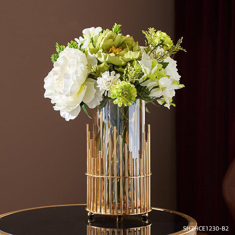 Metal Vase Decoration Flower Arrangement Wine Cabinet Porch Cabinet Dining Table Glass Flower - Pacisia