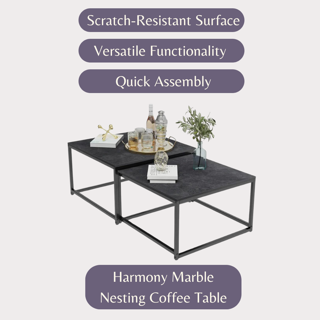 Harmony Marble Nesting Coffee Table Set