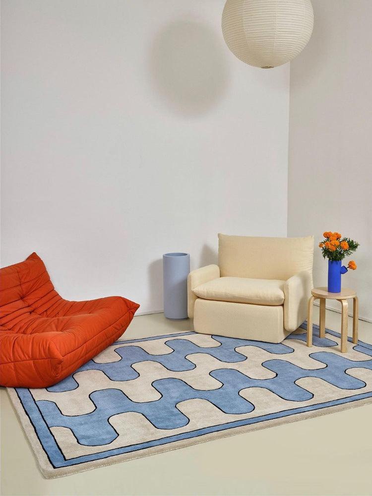 Living Room Coffee Table Checkerboard Carpet Modern Light Luxury Household Cashmere-like Floor Mat - Pacisia