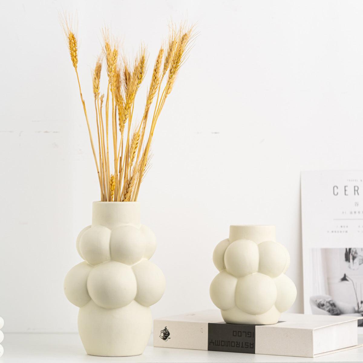 Simple Modern Bubble Ball Ceramic Vase Special-shaped Flower Container High-grade Indoor Soft Decoration - Pacisia