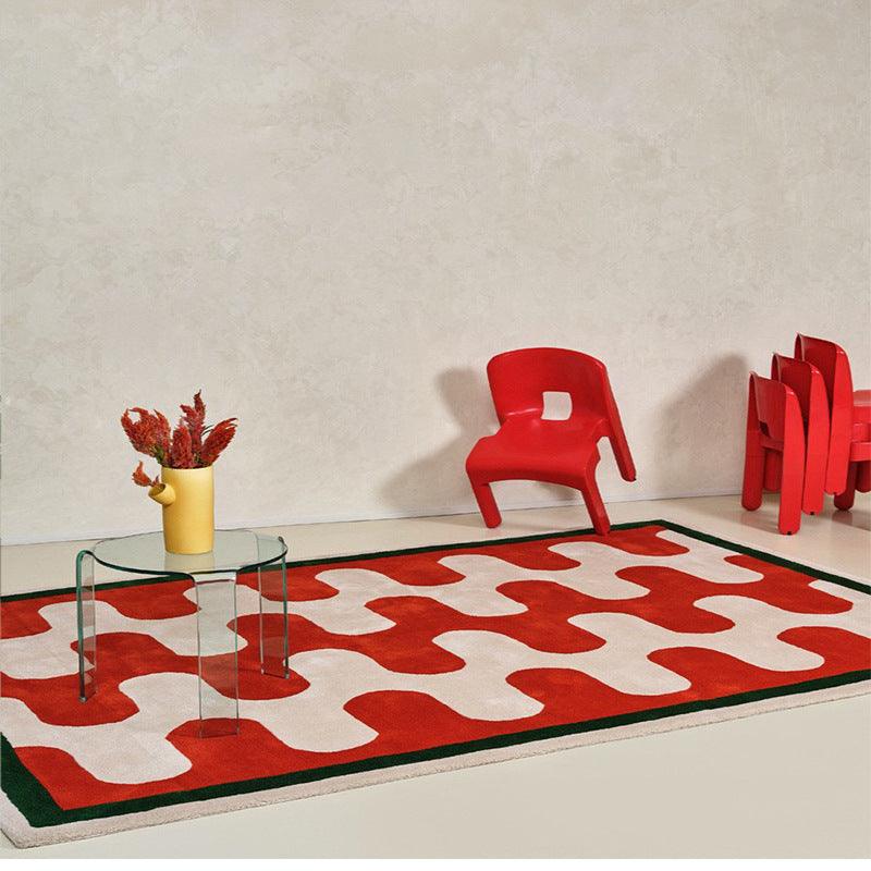 Living Room Coffee Table Checkerboard Carpet Modern Light Luxury Household Cashmere-like Floor Mat - Pacisia