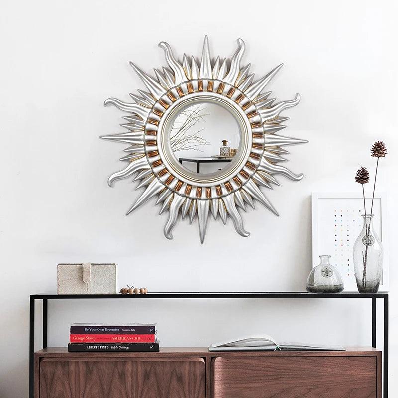 Modern minimalist European style hanging fashion living room creative background wall porch sun fireplace mirror WF1105 - Pacisia