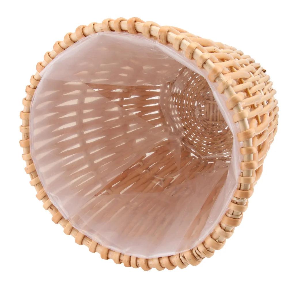 Retro Rattan Trash Can Dustbin Office Paper Bas Kitchen Garbage Bin Waste Basket Bathroom Toilet Paper Bucket Storage Bucket - Pacisia