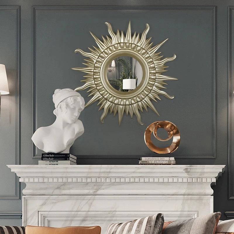 Modern minimalist European style hanging fashion living room creative background wall porch sun fireplace mirror WF1105 - Pacisia