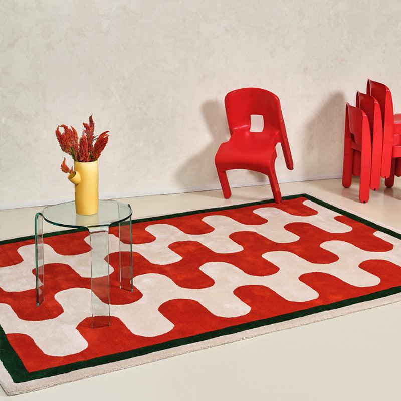 Living Room Coffee Table Checkerboard Carpet Modern Light Luxury Household Cashmere-like Floor Mat - Pacisia