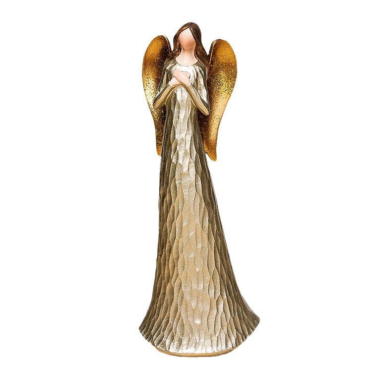 Nordic Light Luxury Golden Heart-hugging Angel Statue Showcase Home Hallway Courtyard Desktop Resin Crafts Small Ornaments - Pacisia