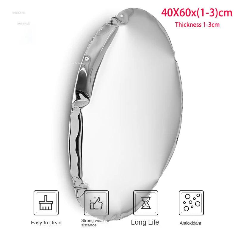 Stainless Steel Water Drop Decorative Mirrors Designer Home Decorative Modern Living Room Round Wall Mirror Decorative Paintings - Pacisia