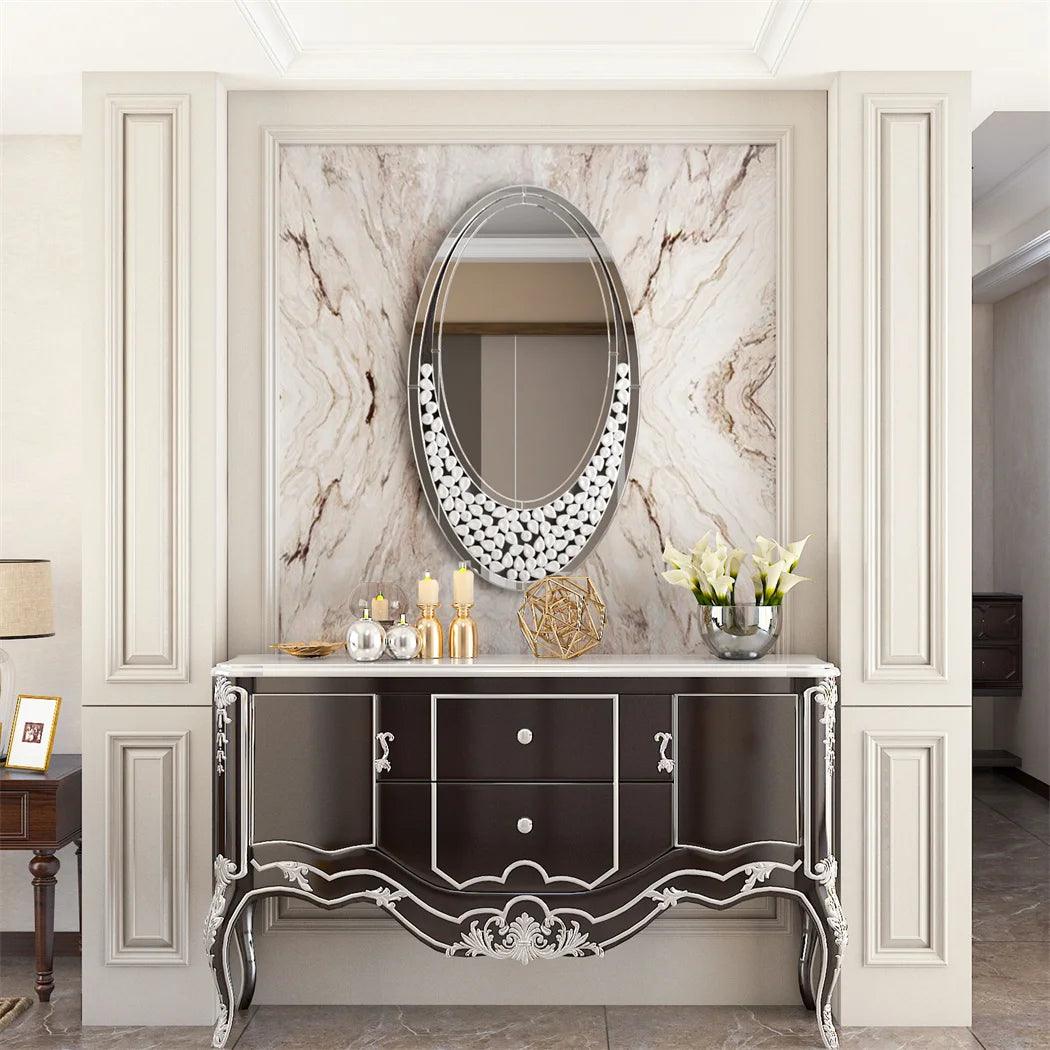 LUVODI Dazzling Oval Home Decor Mirror Teardrop Art Design Accent Wall Mirror for Living Room Entryway - Pacisia