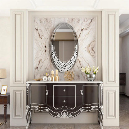 LUVODI Dazzling Oval Home Decor Mirror Teardrop Art Design Accent Wall Mirror for Living Room Entryway - Pacisia