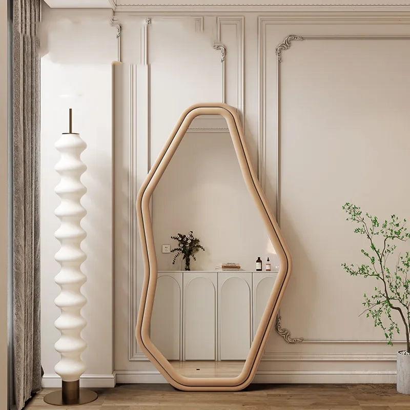 Vanity Wavy Mirrors Compact Design Korean Standing Mirrors Funky Irregular Decoracion Para El Hogar Home Decoration Accessories - Pacisia