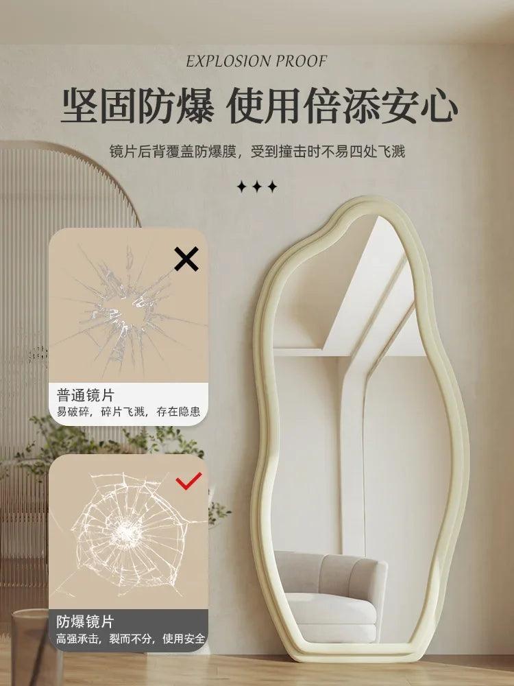 Internet celebrity full body home light luxury style dressing mirror wall mounted French retro floor mirror bedroom - Pacisia