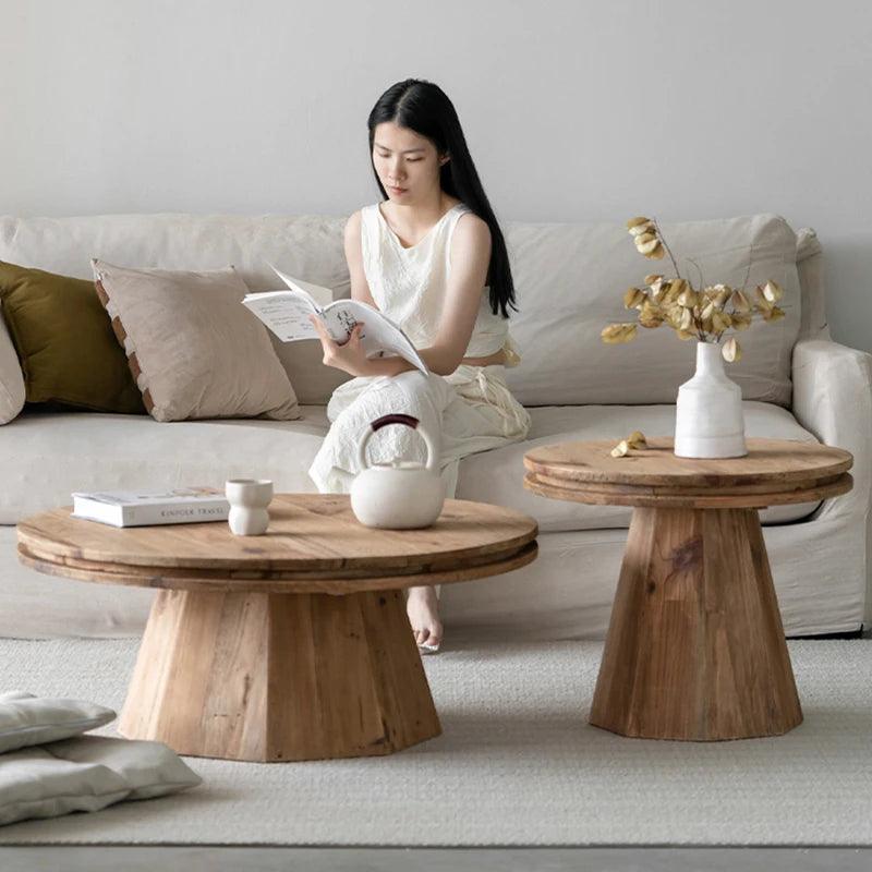 French Vintage Traditional Coffee Table Wooden Kitchen Korea Low Side Table Antique Round Arredamento Living Room Accessories - Pacisia