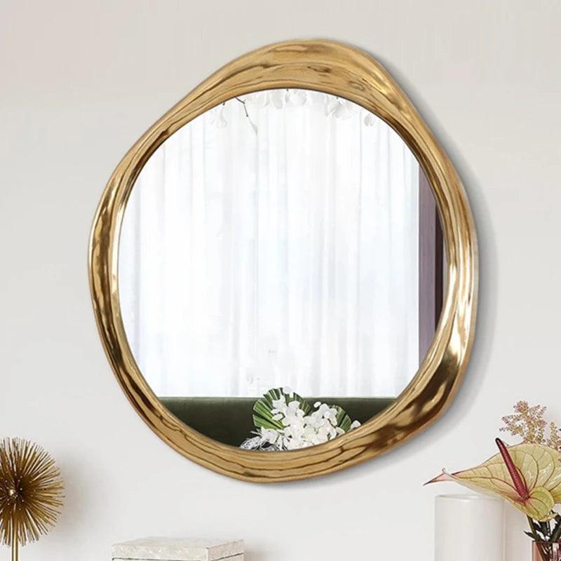Handicraft Crafts Wall Mirror Bedroom Gold Length Mirror Standing Salon Interior Large Big Size Espejos Redondos Room Furniture - Pacisia