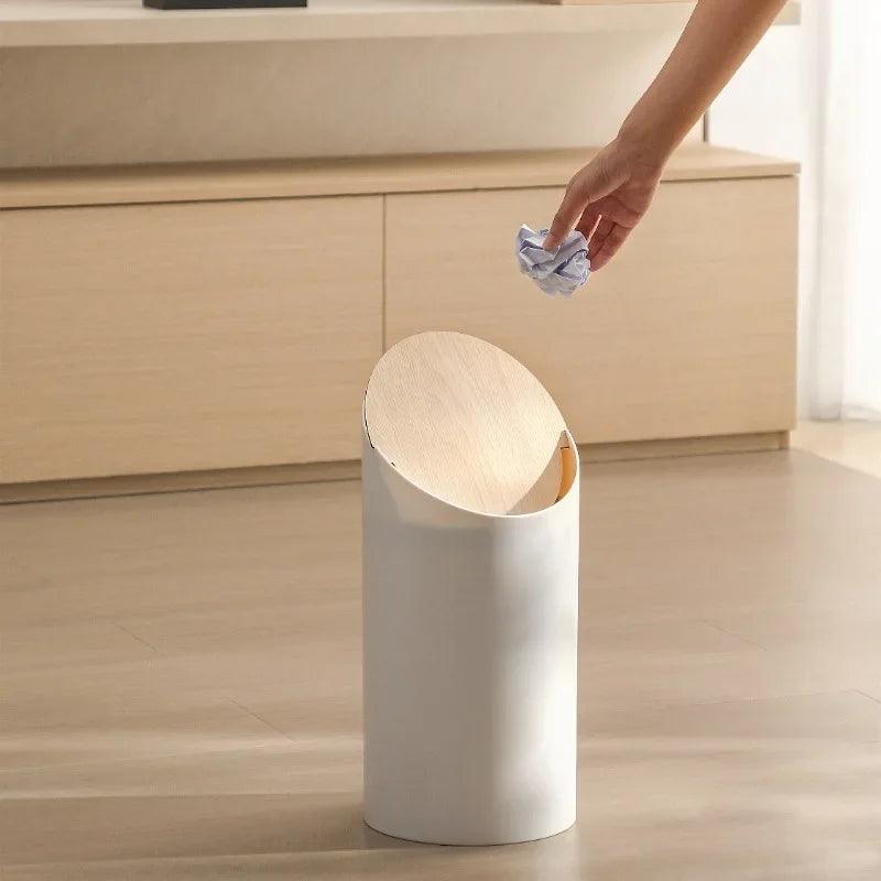 Trash Can Tube for Home Living Room and Office Exported From Japan Muji Series High-end Creative Paper Basket B&B with Lid - Pacisia