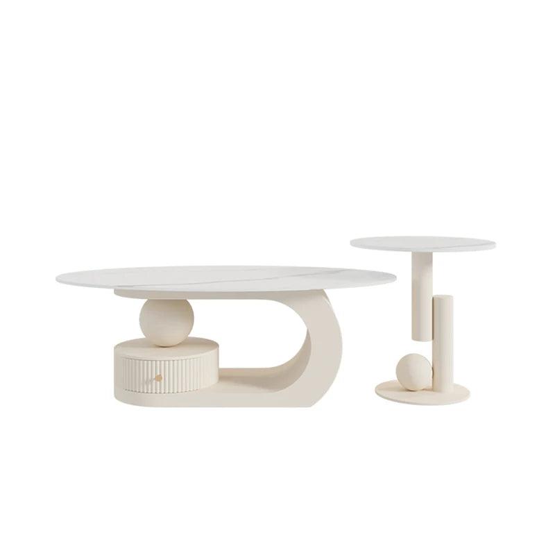 Lacquered White Coffee Table Round Designer Dressing Auxiliary Modern Coffee Table Marble Muebles Para El Hogar Garden Furniture - Pacisia