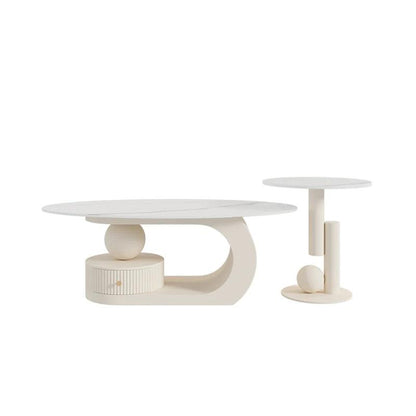 Lacquered White Coffee Table Round Designer Dressing Auxiliary Modern Coffee Table Marble Muebles Para El Hogar Garden Furniture - Pacisia