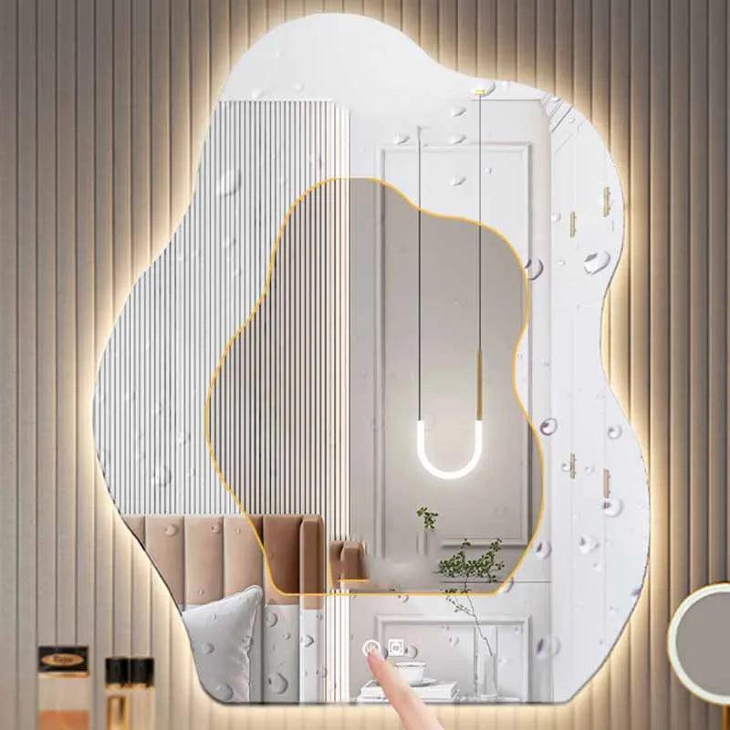 Dressing Table Makeup Mirror Led Light Irregular Vanity Mirror Luxury Bedroom Espejo Maquillaje Luz Room Decoration Aesthetic - Pacisia