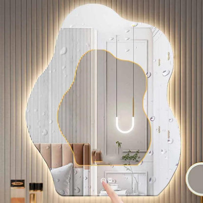 Dressing Table Makeup Mirror Led Light Irregular Vanity Mirror Luxury Bedroom Espejo Maquillaje Luz Room Decoration Aesthetic - Pacisia