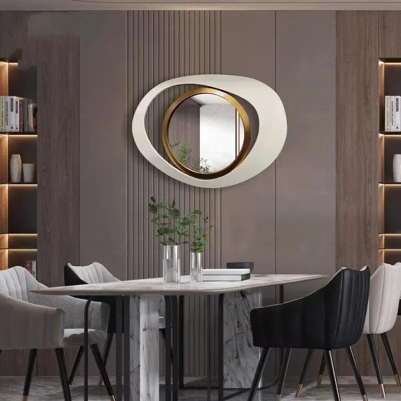 Nordic Hanging Mirrors Aesthetic Oval Irregular Gold Mirrors Bathroom Makeup Luxury Adornos Para El Hogar Home Decoration - Pacisia