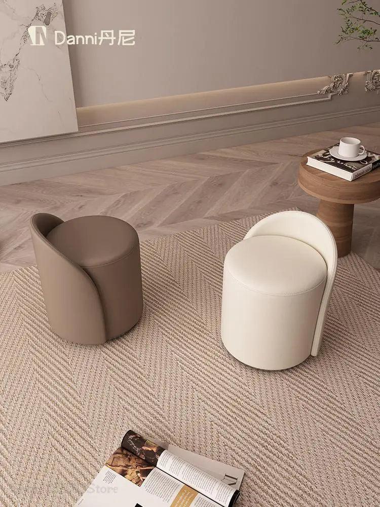Leather Makeup Stool Modern Simple Dressing Stool Living Room Home Shoe Changing Stool Internet Popular Ins Style Dressing - Pacisia