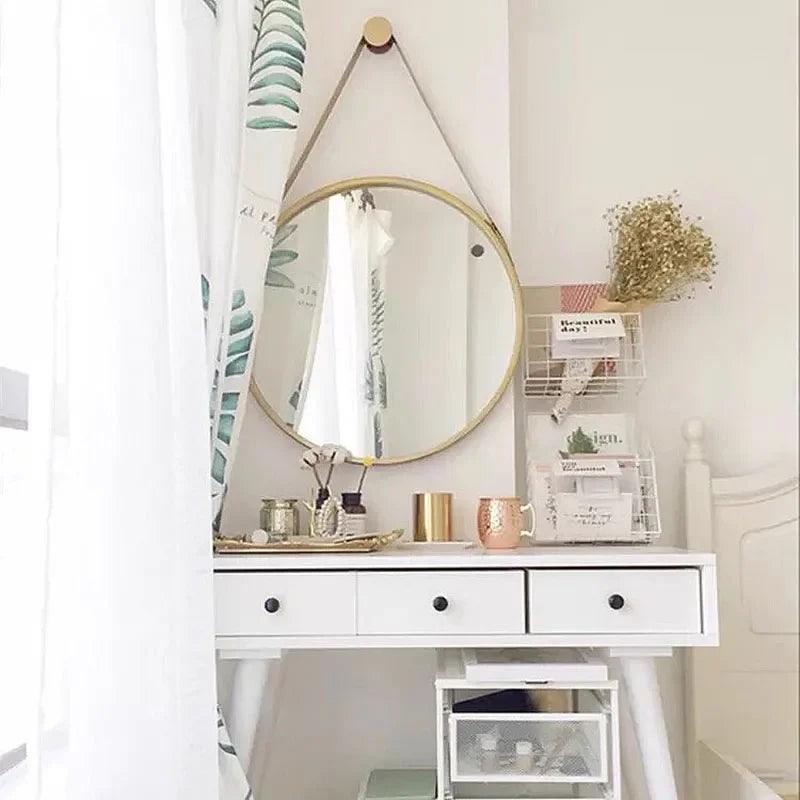 Vanity Round Mirrors Unbreakable Salon Makeup Nordic Mirrors Haircut Glass Specchio Da Parete Home Decoration Accessories - Pacisia